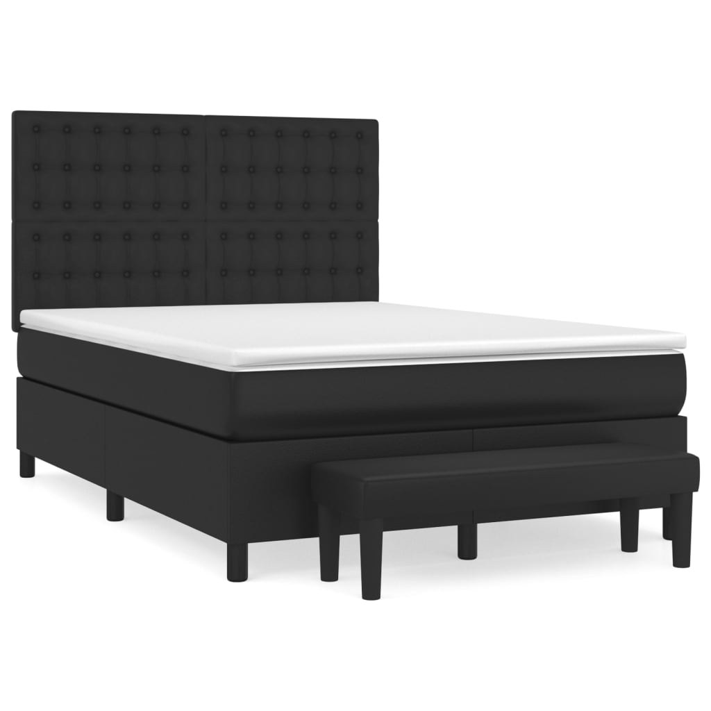 Κρεβάτι Boxspring με Στρώμα Μαύρο 140x190εκ.από Συνθετικό Δέρμα