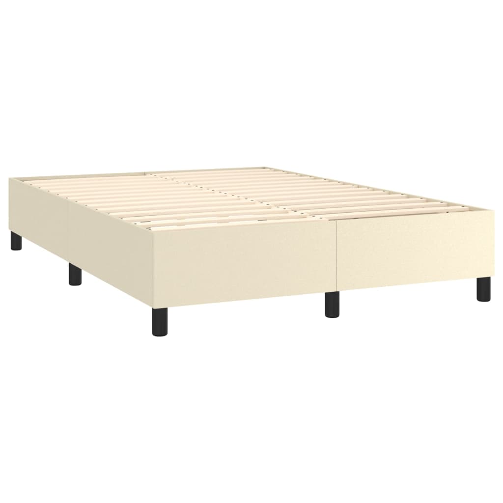 Κρεβάτι Boxspring με Στρώμα Κρεμ 140x190εκ. από Συνθετικό Δέρμα - Pakobazaar