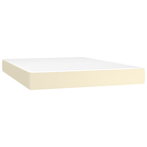 Κρεβάτι Boxspring με Στρώμα Κρεμ 140x190εκ. από Συνθετικό Δέρμα - Pakobazaar