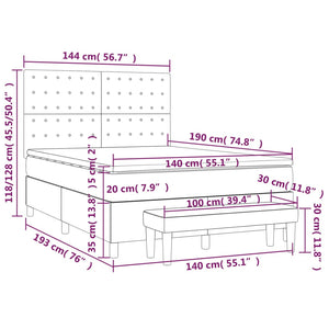 Κρεβάτι Boxspring με Στρώμα Κρεμ 140x190εκ. από Συνθετικό Δέρμα - Pakobazaar