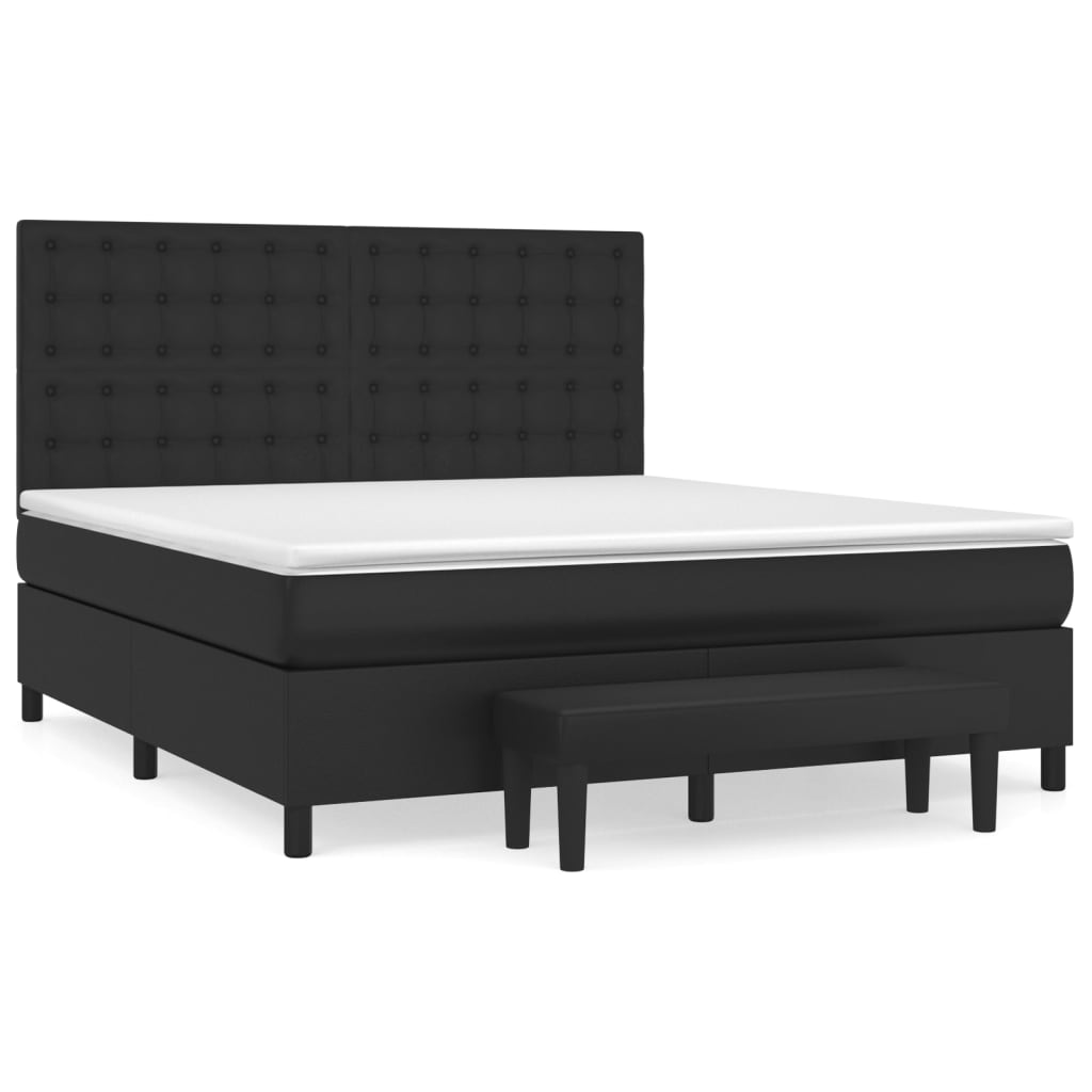 Κρεβάτι Boxspring με Στρώμα Μαύρο 160x200εκ.από Συνθετικό Δέρμα
