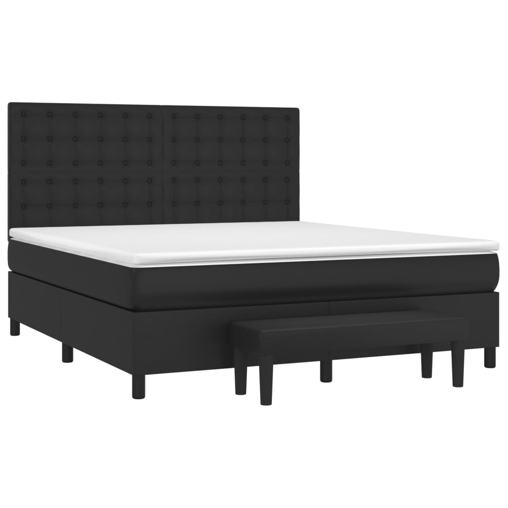 Κρεβάτι Boxspring με Στρώμα Μαύρο 160x200εκ.από Συνθετικό Δέρμα
