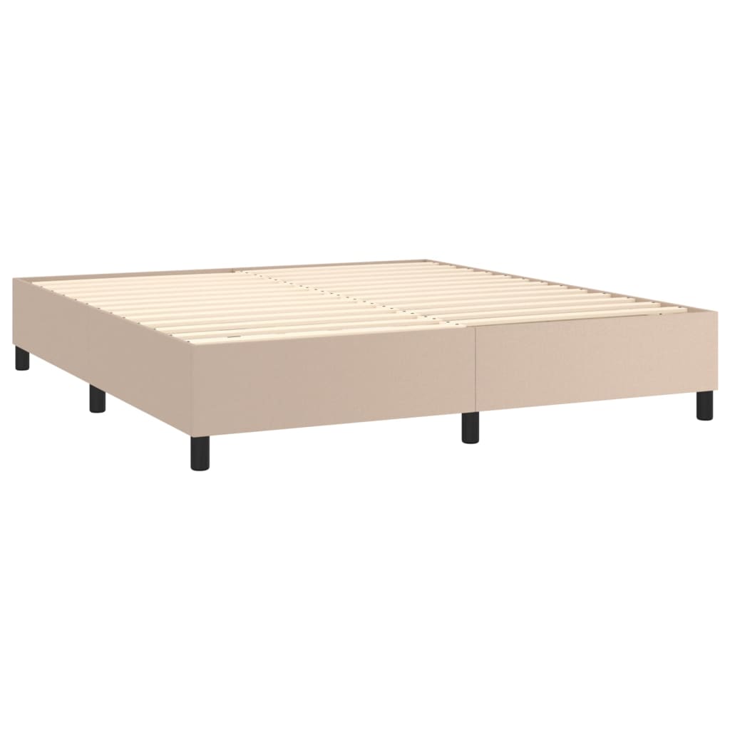 Κρεβάτι Boxspring με Στρώμα Καπουτσίνο 160x200εκ.από Συνθ.Δέρμα - Pakobazaar