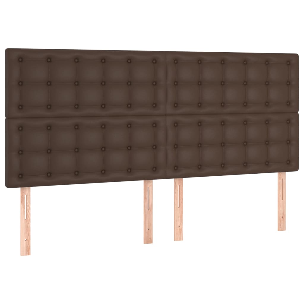 Κρεβάτι Boxspring με Στρώμα Καφέ 180x200 εκ. Συνθετικό Δέρμα
