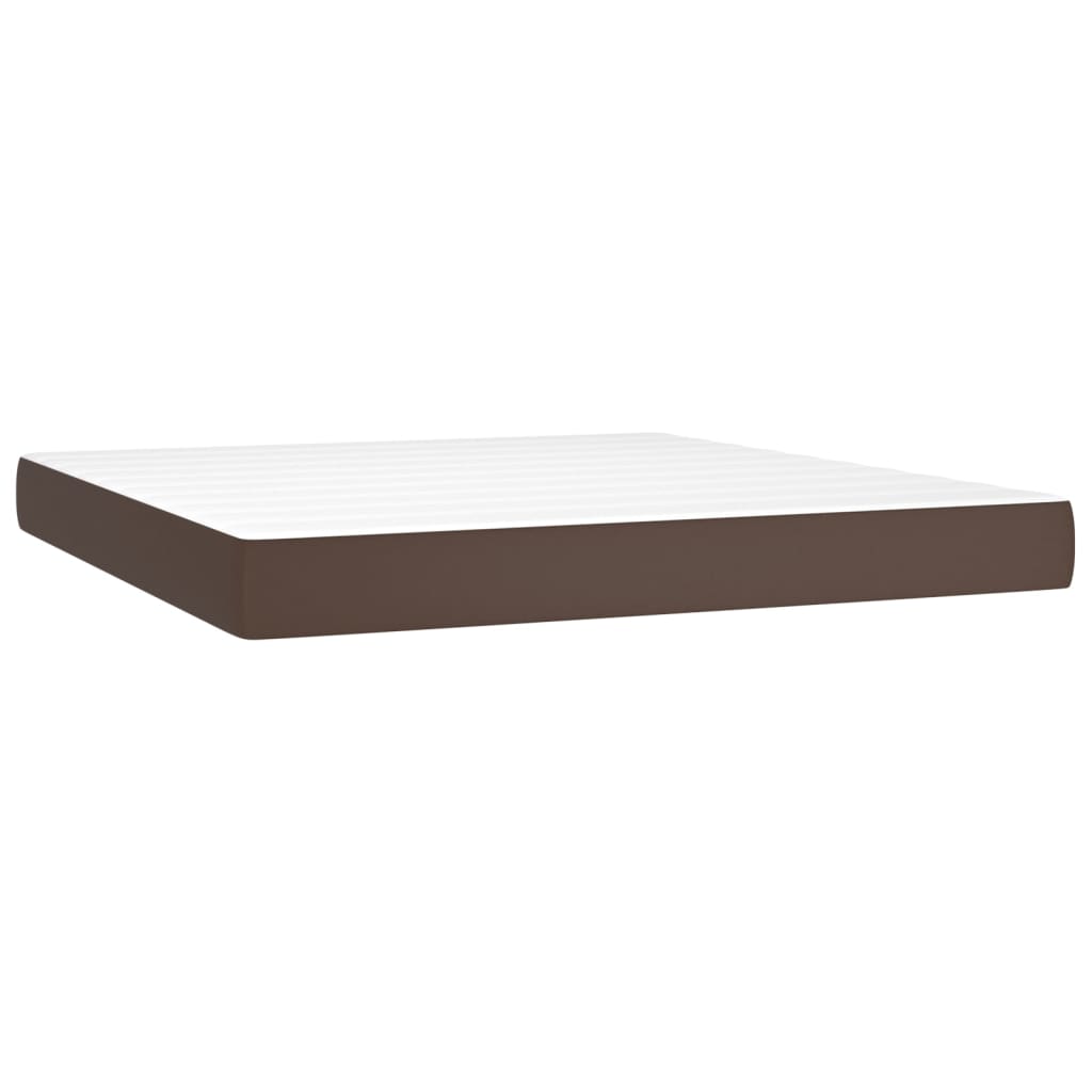 Κρεβάτι Boxspring με Στρώμα Καφέ 180x200 εκ. Συνθετικό Δέρμα