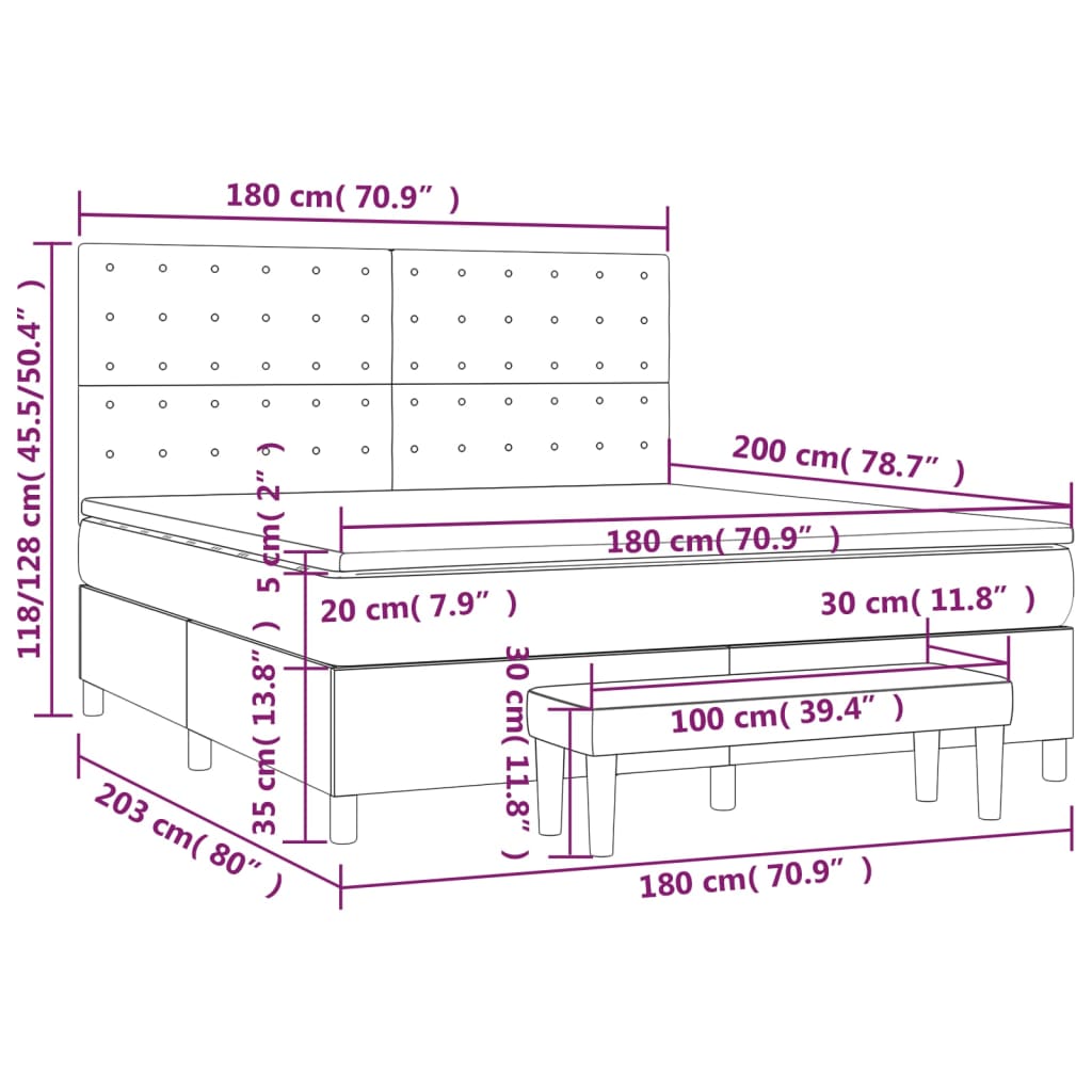 Κρεβάτι Boxspring με Στρώμα Καφέ 180x200 εκ. Συνθετικό Δέρμα