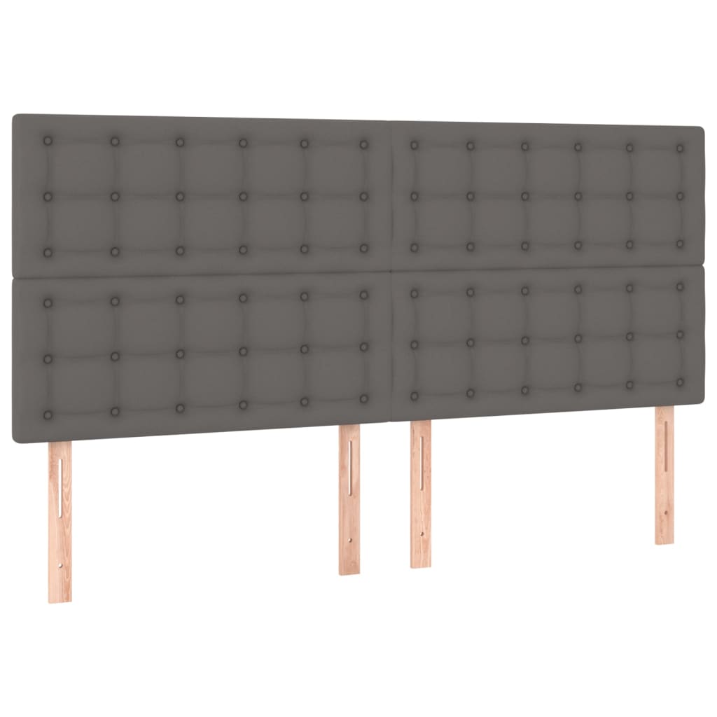 Κρεβάτι Boxspring με Στρώμα Γκρι 180x200 εκ. Συνθετικό Δέρμα
