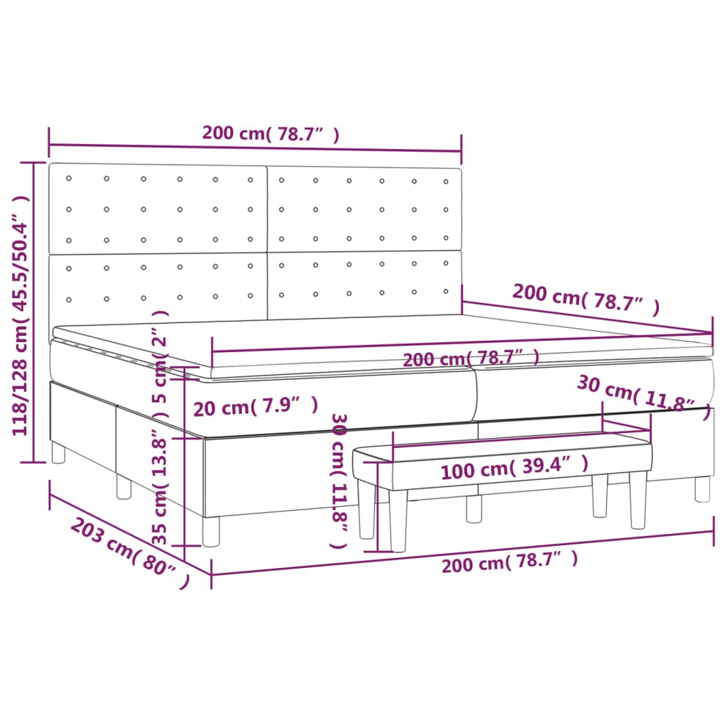Κρεβάτι Boxspring με Στρώμα Καπουτσίνο 200x200εκ.από Συνθ.Δέρμα
