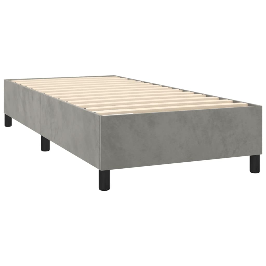 Κρεβάτι Boxspring με Στρώμα Ανοιχτό Γκρι 80x200 εκ. Βελούδινο - Pakobazaar