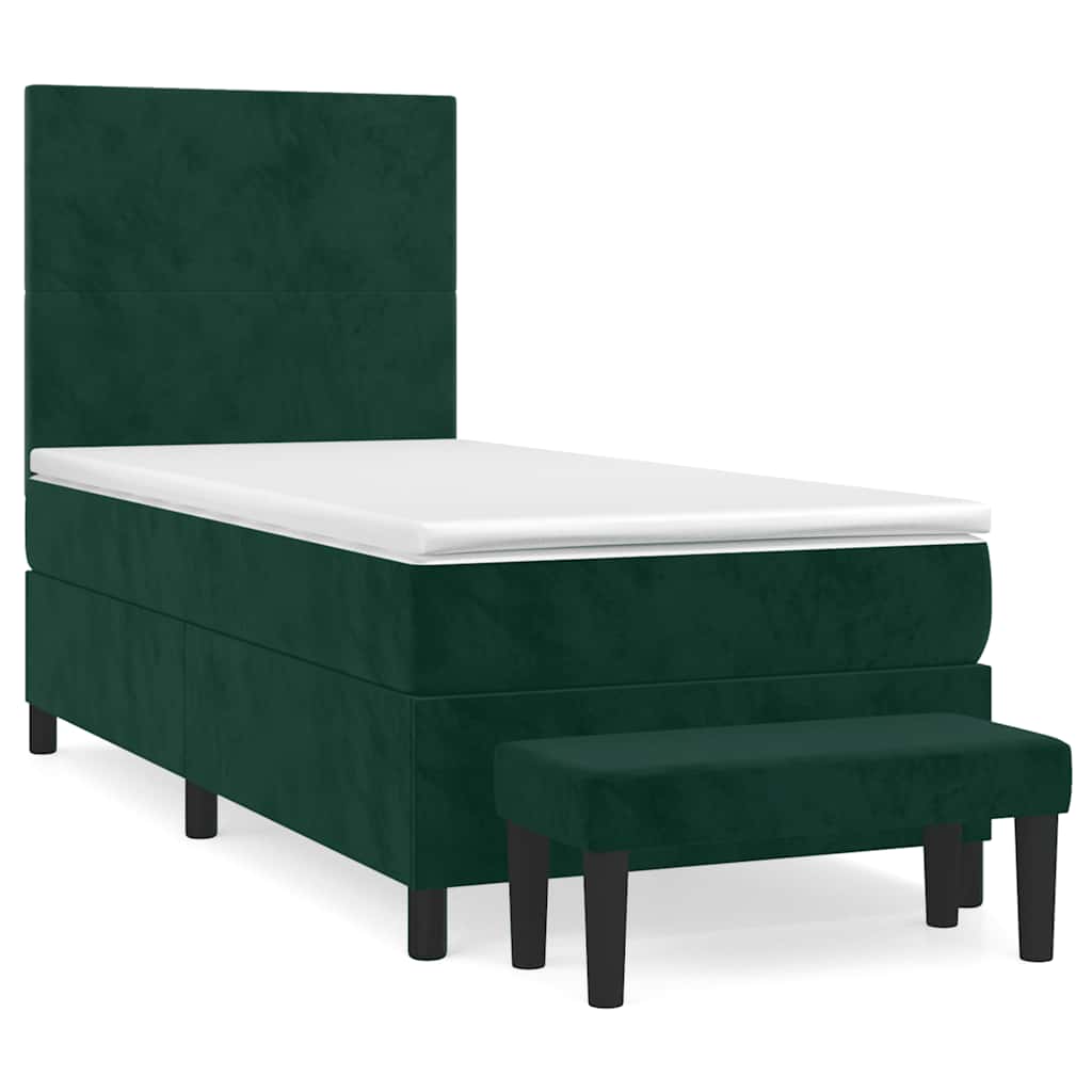Κρεβάτι Boxspring με Στρώμα Σκούρο Πράσινο 80x200 εκ. Βελούδινο - Pakobazaar