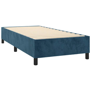 Κρεβάτι Boxspring με Στρώμα Σκούρο Μπλε 80 x 200 εκ. Βελούδινο - Pakobazaar