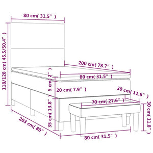 Κρεβάτι Boxspring με Στρώμα Σκούρο Μπλε 80 x 200 εκ. Βελούδινο - Pakobazaar