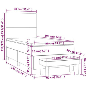 Κρεβάτι Boxspring με Στρώμα Σκούρο Πράσινο 90x190 εκ. Βελούδινο - Pakobazaar