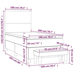 Κρεβάτι Boxspring με Στρώμα Σκούρο Πράσινο 100x200εκ. Βελούδινο