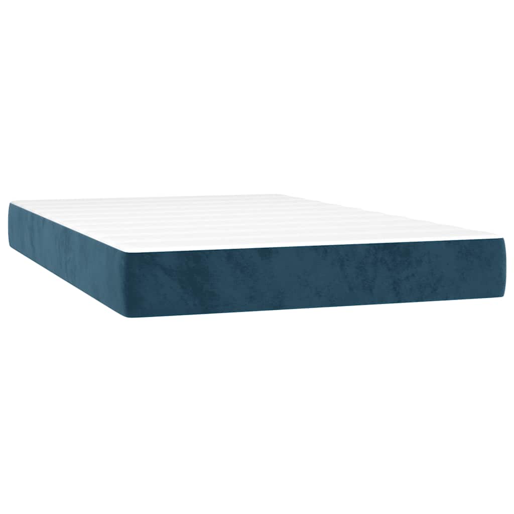 Κρεβάτι Boxspring με Στρώμα Σκούρο Μπλε 120x200 εκ. Βελούδινο