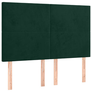 Κρεβάτι Boxspring με Στρώμα Σκούρο Πράσινο 140x190εκ. Βελούδινο - Pakobazaar