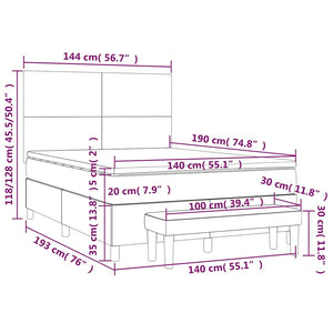 Κρεβάτι Boxspring με Στρώμα Σκούρο Πράσινο 140x190εκ. Βελούδινο - Pakobazaar
