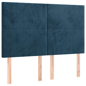 Κρεβάτι Boxspring με Στρώμα Σκούρο Μπλε 140x190 εκ. Βελούδινο - Pakobazaar