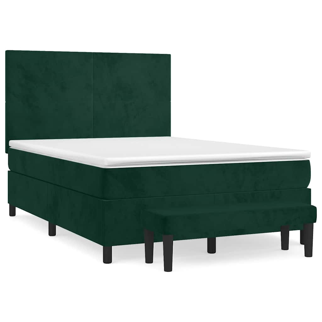 Κρεβάτι Boxspring με Στρώμα Σκούρο Πράσινο 140x200εκ. Βελούδινο - Pakobazaar