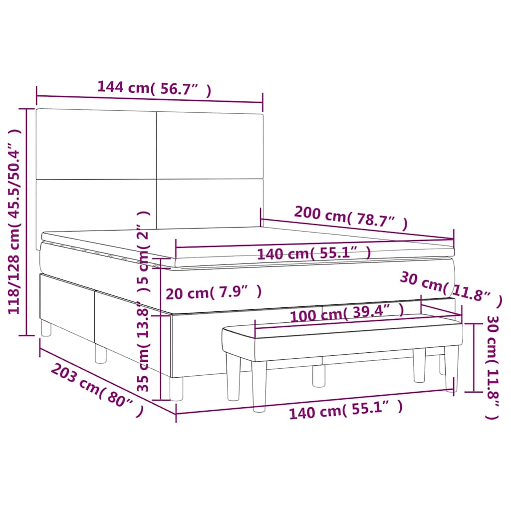 Κρεβάτι Boxspring με Στρώμα Σκούρο Πράσινο 140x200εκ. Βελούδινο - Pakobazaar