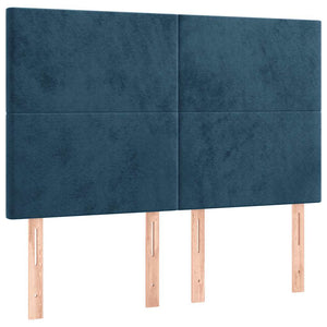 Κρεβάτι Boxspring με Στρώμα Σκούρο Μπλε 140x200 εκ. Βελούδινο - Pakobazaar