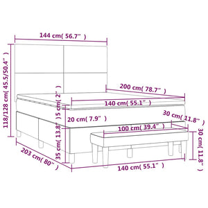 Κρεβάτι Boxspring με Στρώμα Σκούρο Μπλε 140x200 εκ. Βελούδινο - Pakobazaar