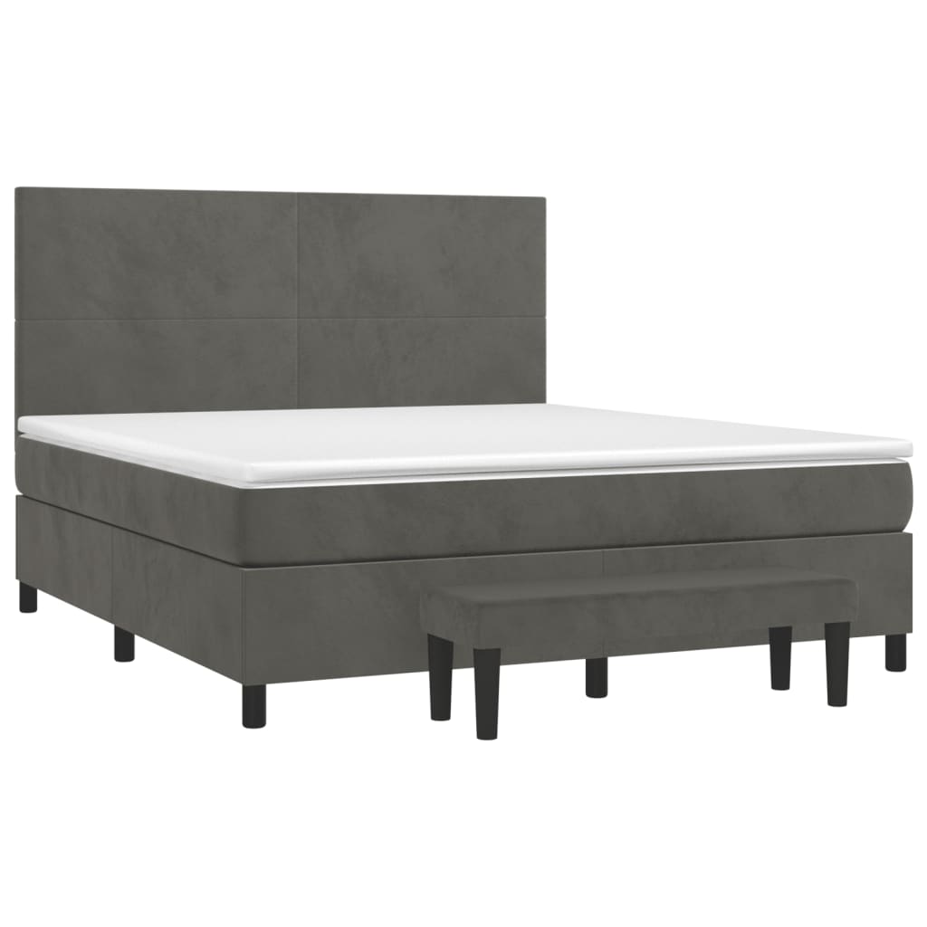 Κρεβάτι Boxspring με Στρώμα Σκούρο Γκρι 160x200 εκ. Βελούδινο