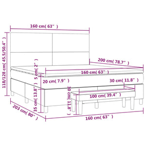 Κρεβάτι Boxspring με Στρώμα Σκούρο Γκρι 160x200 εκ. Βελούδινο