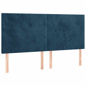 Κρεβάτι Boxspring με Στρώμα Σκούρο Μπλε 160x200 εκ. Βελούδινο - Pakobazaar