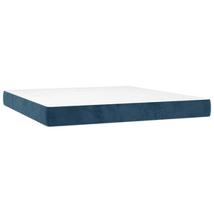 Κρεβάτι Boxspring με Στρώμα Σκούρο Μπλε 160x200 εκ. Βελούδινο - Pakobazaar