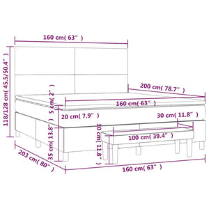 Κρεβάτι Boxspring με Στρώμα Σκούρο Μπλε 160x200 εκ. Βελούδινο - Pakobazaar