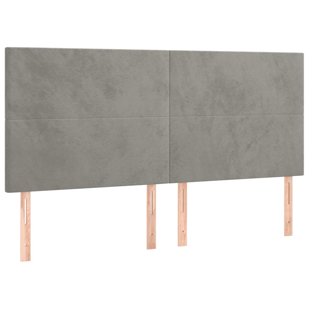 Κρεβάτι Boxspring με Στρώμα Ανοιχτό Γκρι 200x200 εκ. Βελούδινο