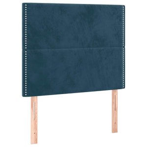 Κρεβάτι Boxspring με Στρώμα Σκούρο Μπλε 90x200 εκ. Βελούδινο - Pakobazaar
