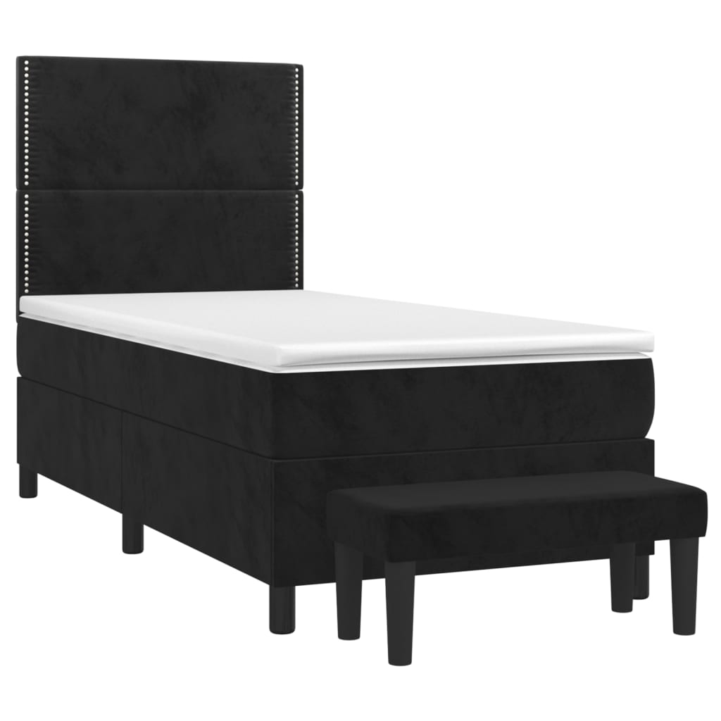Κρεβάτι Boxspring με Στρώμα Μαύρο 100x200 εκ. Βελούδινο