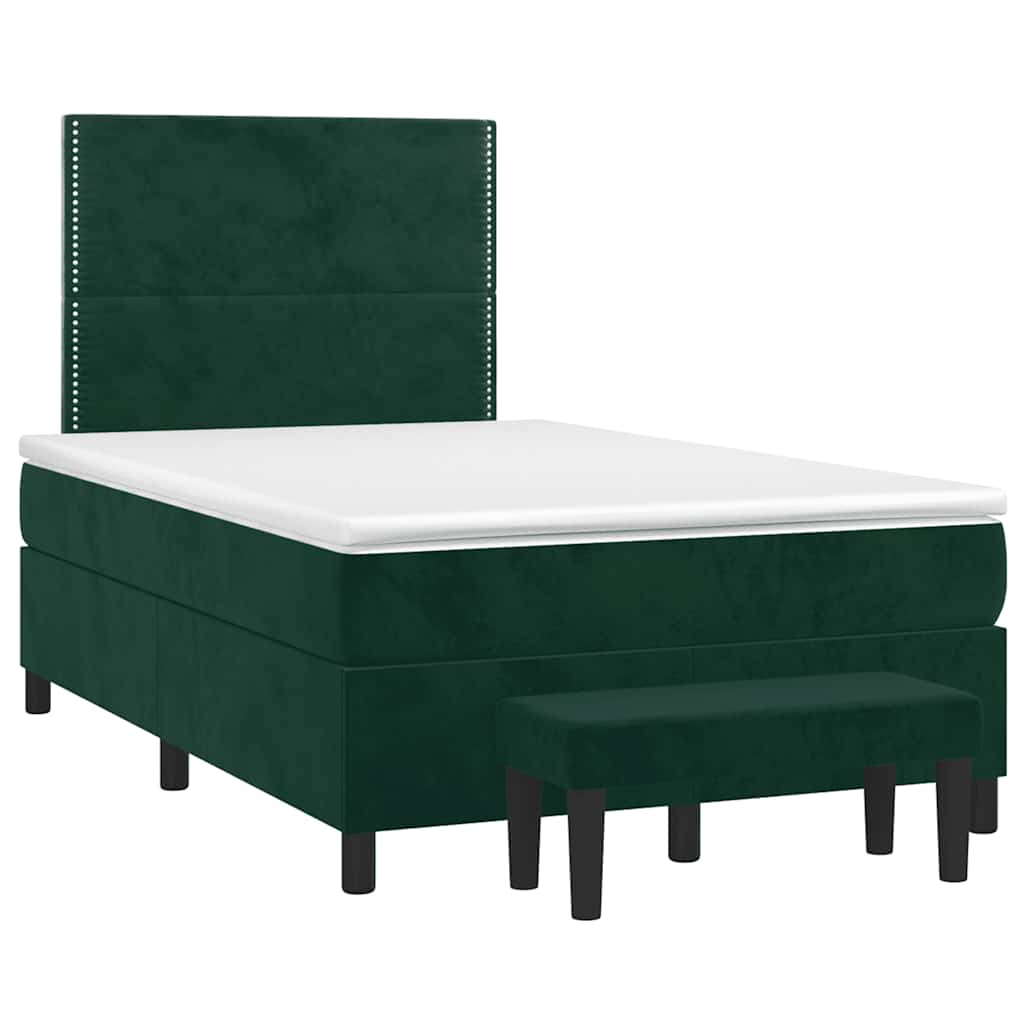 Κρεβάτι Boxspring με Στρώμα Σκούρο Πράσινο 100x200εκ. Βελούδινο