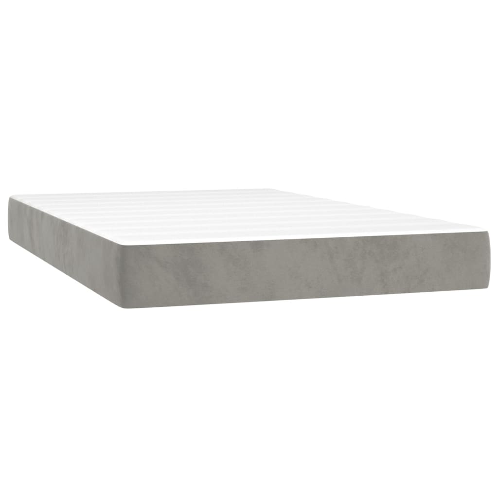Κρεβάτι Boxspring με Στρώμα Ανοιχτό Γκρι 120x200 εκ. Βελούδινο