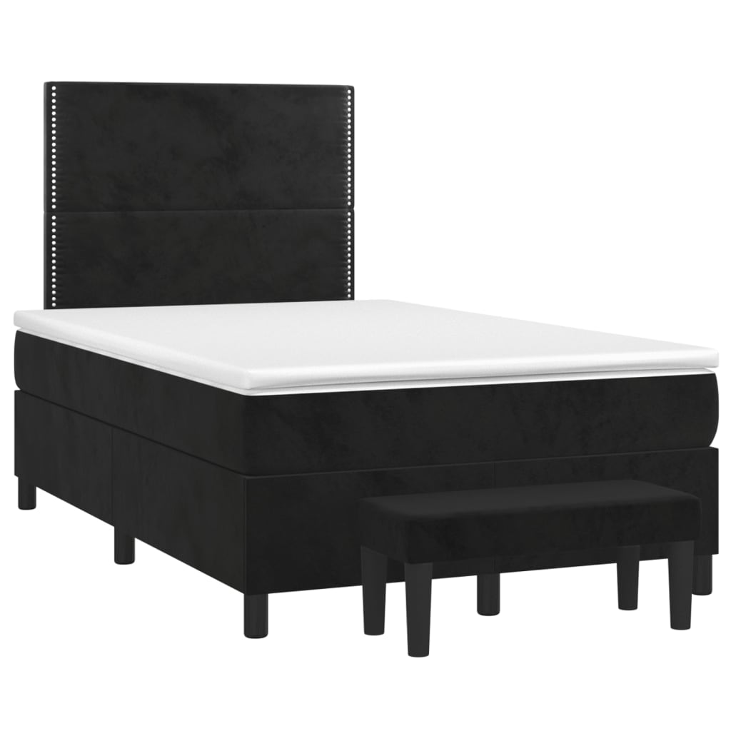 Κρεβάτι Boxspring με Στρώμα Μαύρο 120 x 200 εκ. Βελούδινο