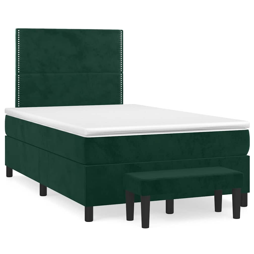 Κρεβάτι Boxspring με Στρώμα Σκούρο Πράσινο 120x200εκ. Βελούδινο