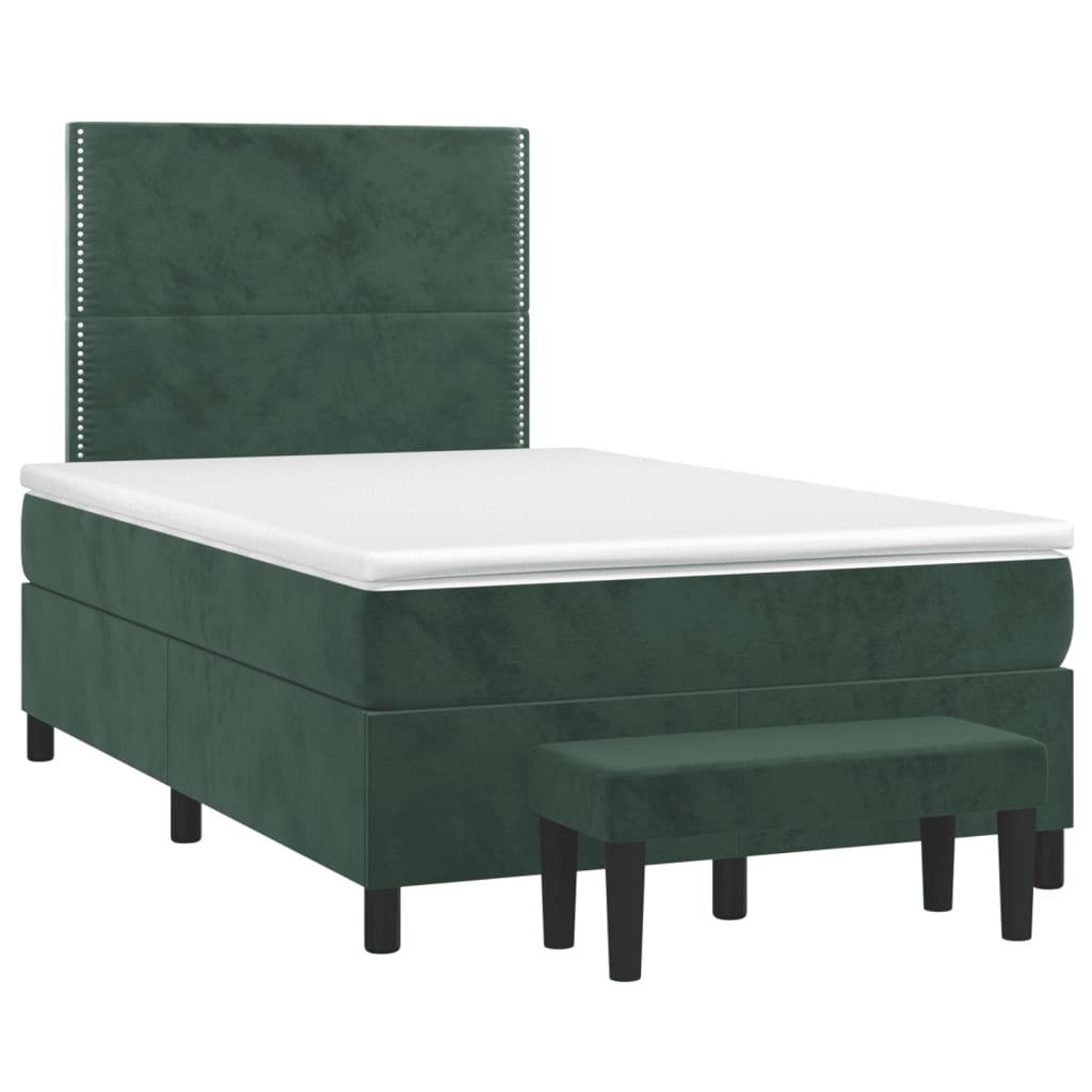 Κρεβάτι Boxspring με Στρώμα Σκούρο Πράσινο 120x200εκ. Βελούδινο