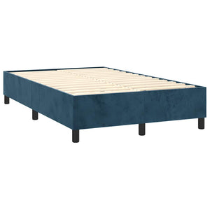 Κρεβάτι Boxspring με Στρώμα Σκούρο Μπλε 120x200 εκ. Βελούδινο