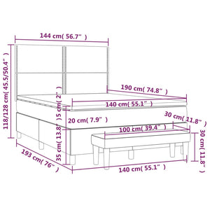 Κρεβάτι Boxspring με Στρώμα Ροζ 140x190 εκ. Βελούδινο - Pakobazaar