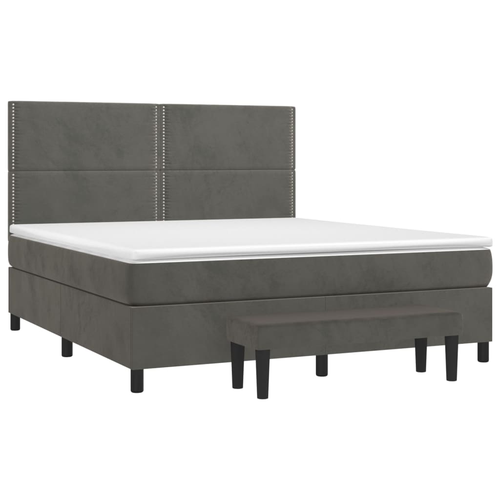 Κρεβάτι Boxspring με Στρώμα Σκούρο Γκρι 160x200 εκ. Βελούδινο
