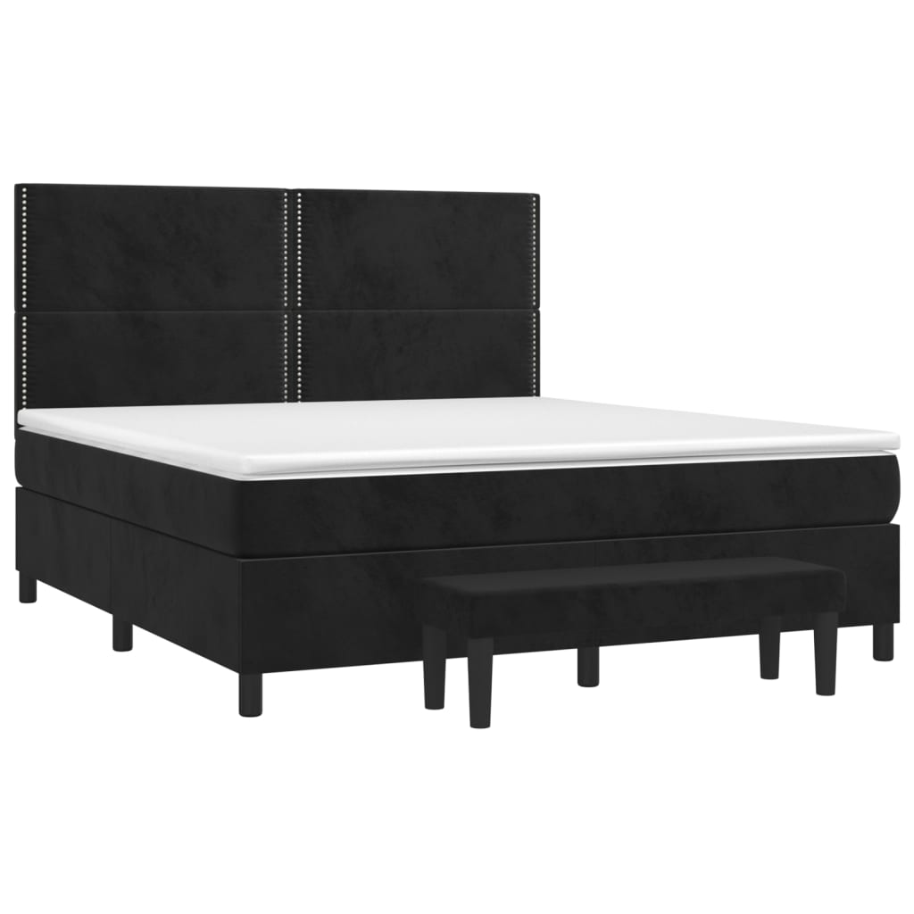 Κρεβάτι Boxspring με Στρώμα Μαύρο 160x200 εκ. Βελούδινο