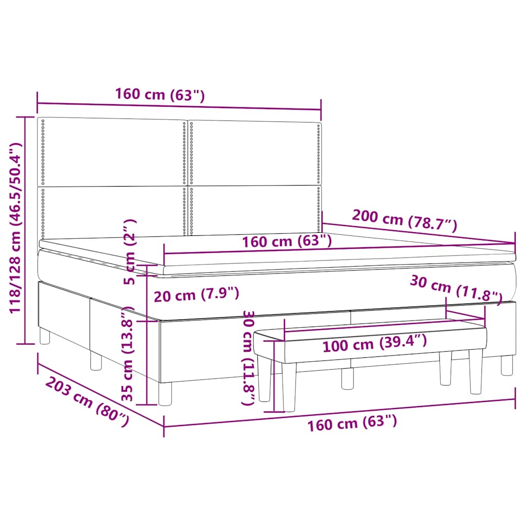 Κρεβάτι Boxspring με Στρώμα Σκούρο Πράσινο 160x200εκ. Βελούδινο