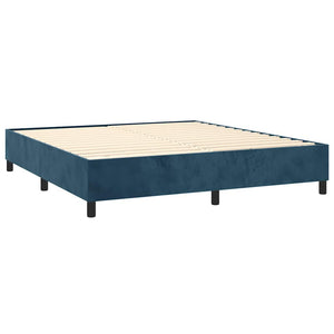 Κρεβάτι Boxspring με Στρώμα Σκούρο Μπλε 160x200 εκ. Βελούδινο - Pakobazaar