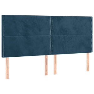 Κρεβάτι Boxspring με Στρώμα Σκούρο Μπλε 160x200 εκ. Βελούδινο - Pakobazaar
