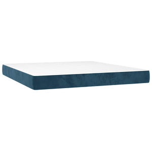 Κρεβάτι Boxspring με Στρώμα Σκούρο Μπλε 160x200 εκ. Βελούδινο - Pakobazaar