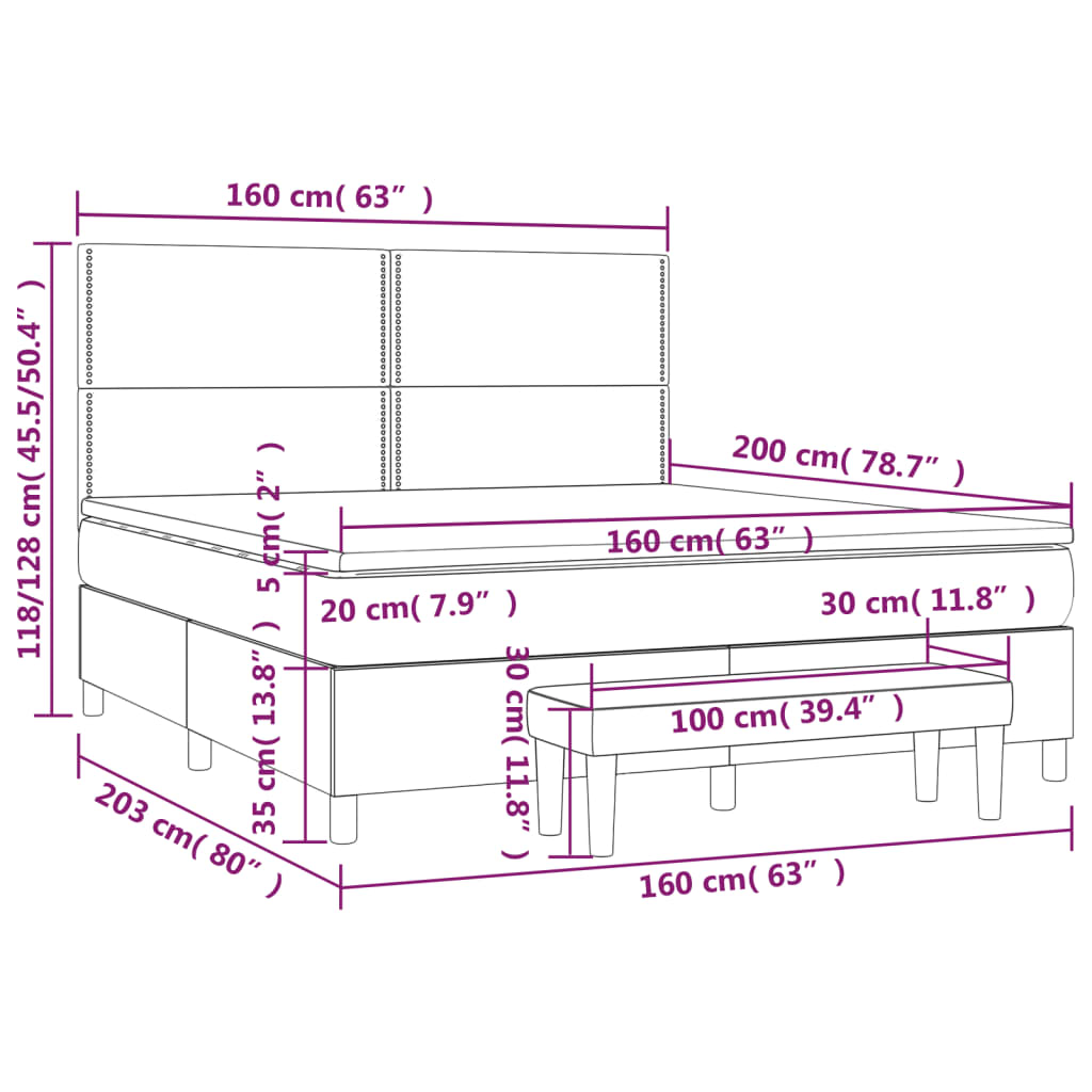 Κρεβάτι Boxspring με Στρώμα Ροζ 160x200 εκ. Βελούδινο - Pakobazaar