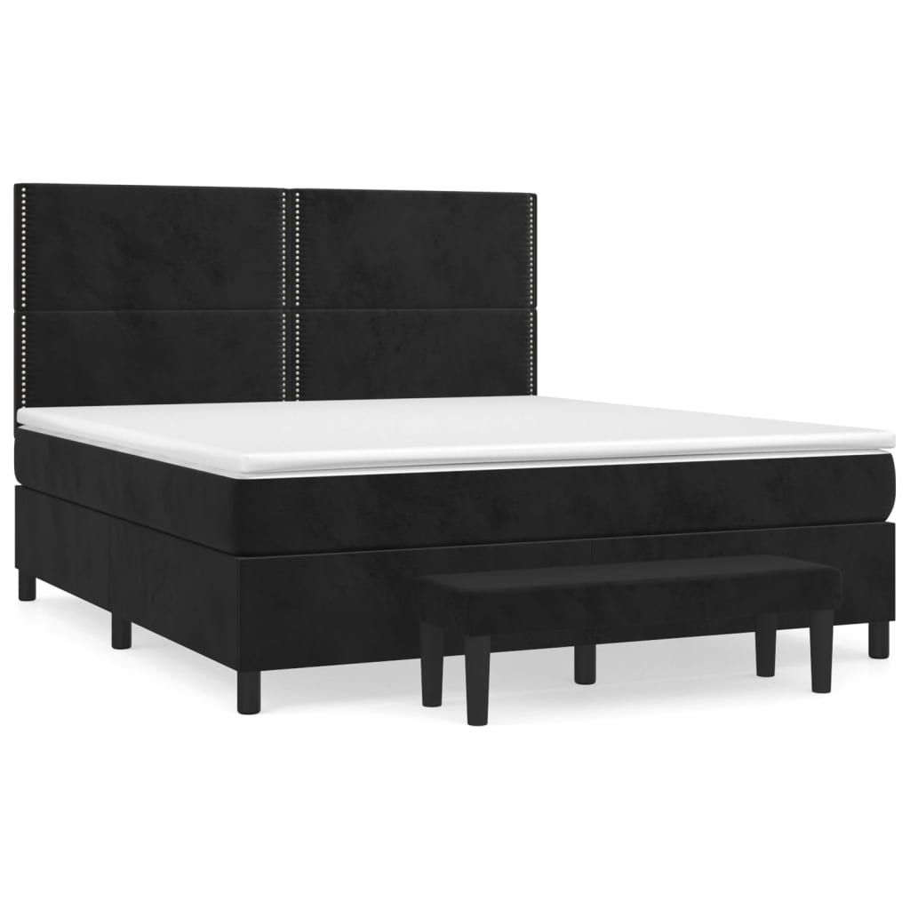Κρεβάτι Boxspring με Στρώμα Μαύρο 180x200 εκ. Βελούδινο