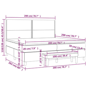 Κρεβάτι Boxspring με Στρώμα Σκούρο Γκρι 200x200 εκ. Βελούδινο